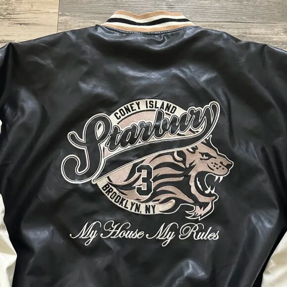 Vintage Starbury Leather Bomber Jacket Size XL Stephon Marbury NYC - Picture 3 of 10